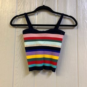 Rainbow Striped Cropped Tank